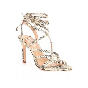 ANTONIO MELANI VAYLYN SNAKE PRINT HEEL SANDALS